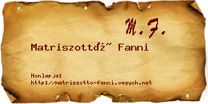 Matriszottó Fanni névjegykártya